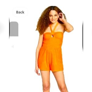 Wild Fable Romper Women XXL Orange Terry Cloth‎ Halter Shorts Beach Resort Vacay